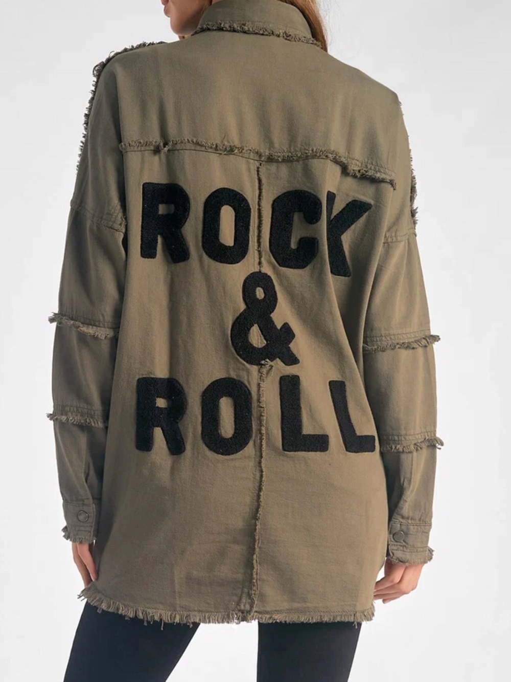 NWT Elan Devan Rock & Roll Oversized Jacket Olive XS New